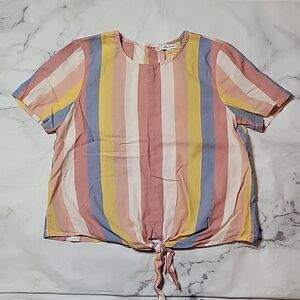 Madewell Button-Back Tie Tee in Sherbet Stripe